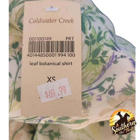 ✨️NWT✨️ Coldwater Creek - XS Green, Off White, Blue Blouse - Picture 5 of 6